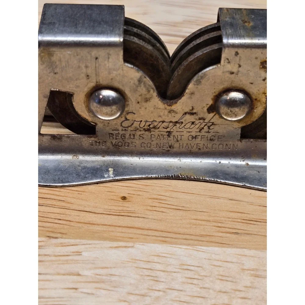 Vintage Eversharp Knife Sharpener The Voos Co Red Wood Handle Made in USA
